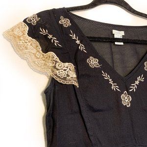 Anthropologie Odille Vintage Sheer Lace Dress